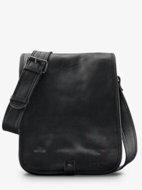 Black Leather Messenger Bag for Men - Classic Crossbody
